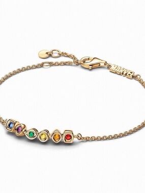 Gold-Tone Bracelet with Multicolor Gem Accents